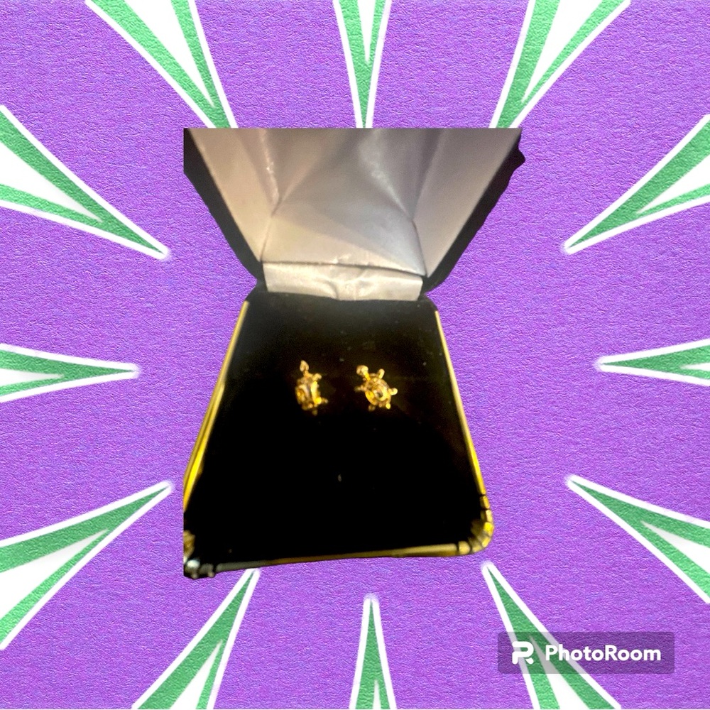 Earrings turtle 14k gold